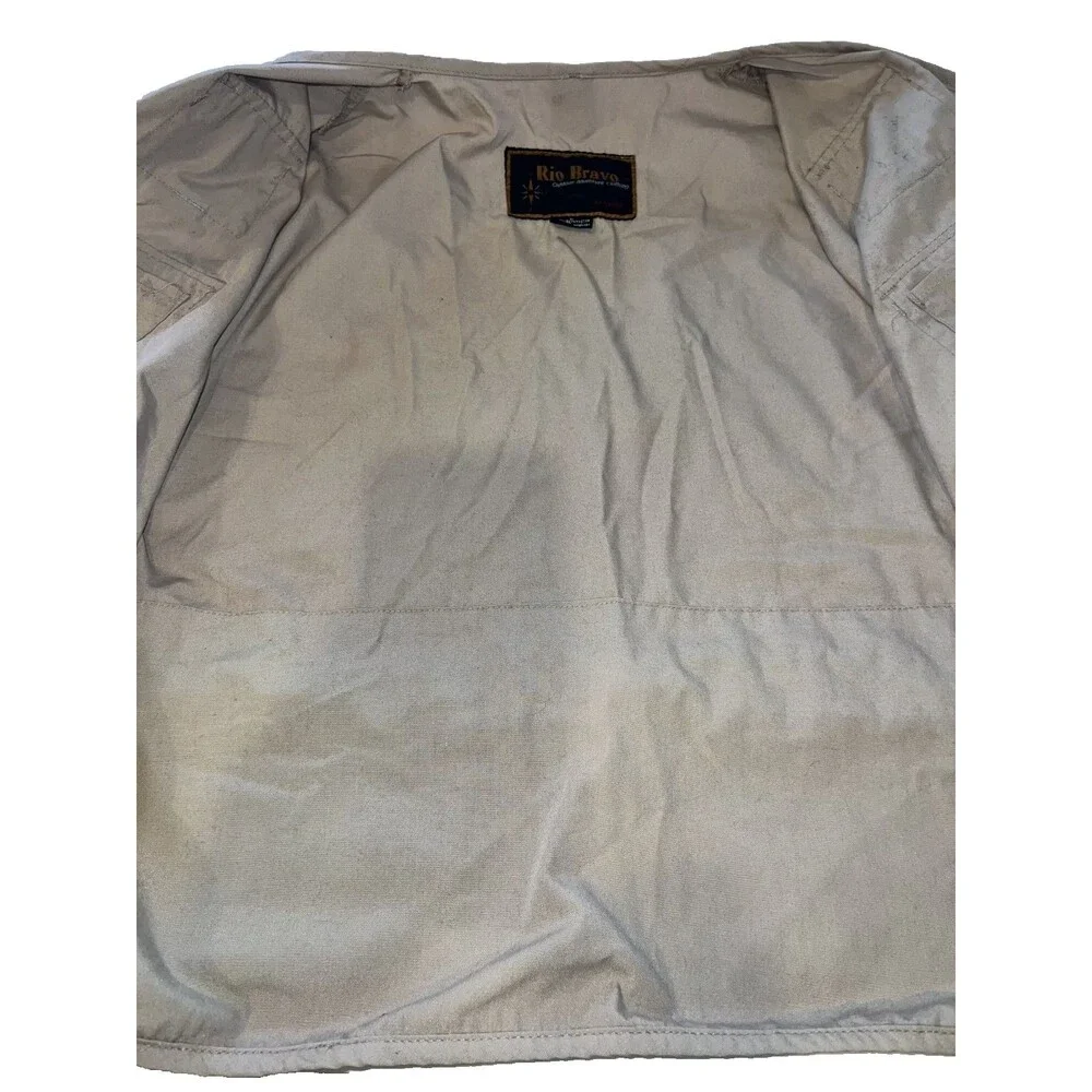 Men's Rio Bravo Vest Utility Fly Fishing Vest Khaki Outdoor Zipper Size L